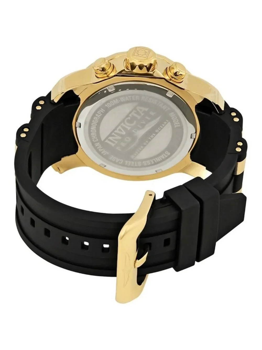 NWT Invicta Pro Diver Chronograph Gold Dial Black Polyurethane Men's Watch